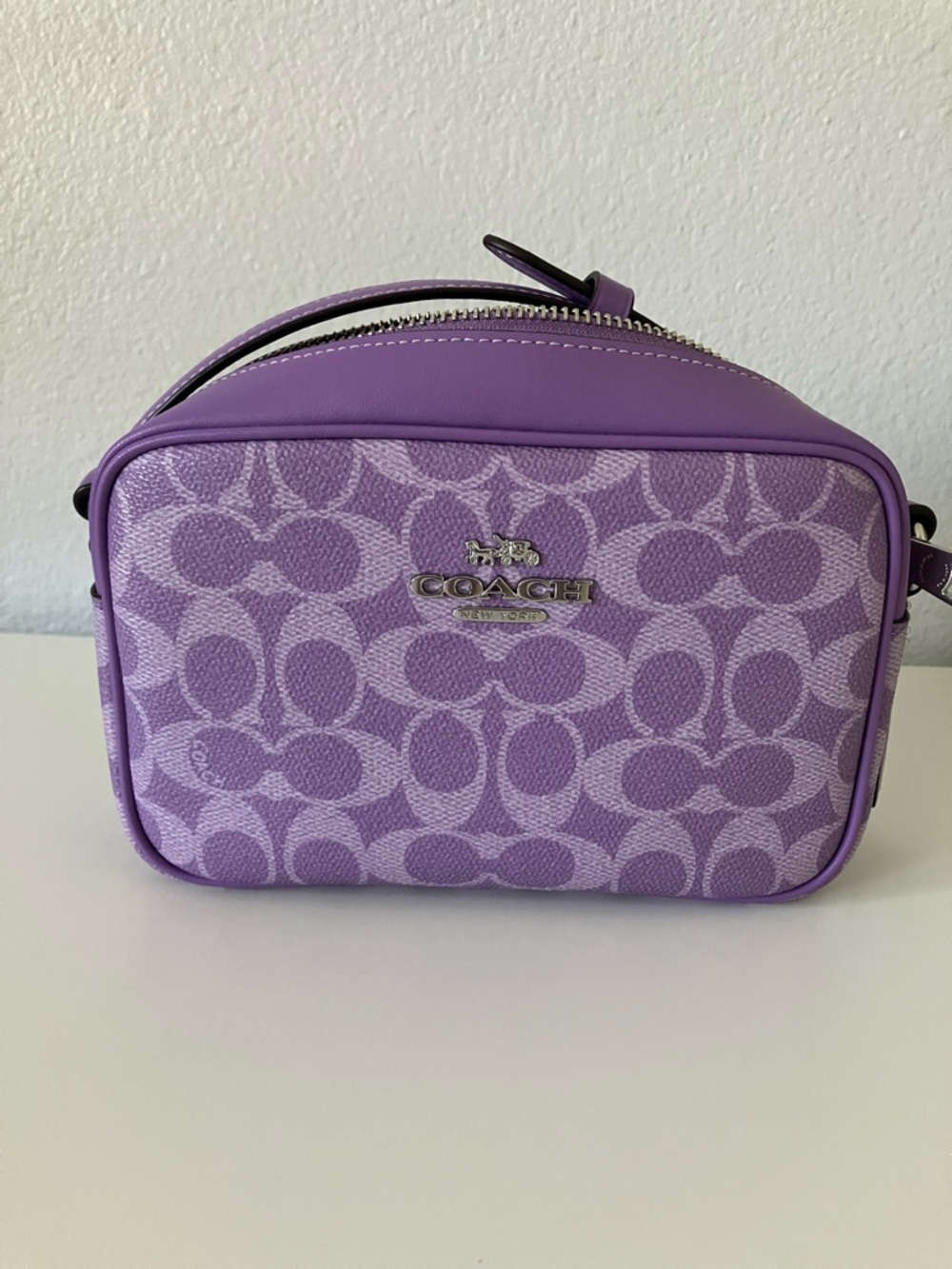 Coach Mini Jaime Iris Lavender Purple Signature Crossbody Bag